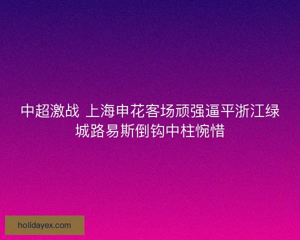 中超激战 上海申花客场顽强逼平浙江绿城路易斯倒钩中柱惋惜